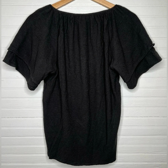 Madewell Women's Black Tiered Sleeve Blouse Size S Casual Loose Fit - Picture 3 of 8